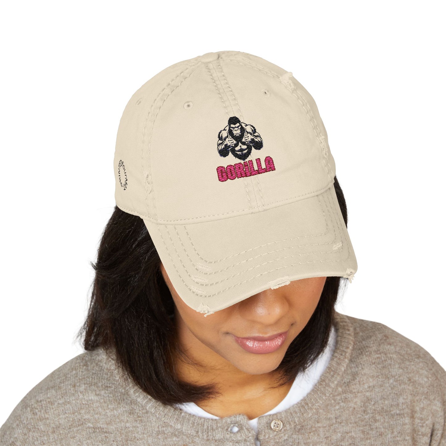 Hat Embroidered Distressed Dad Hat - Unleash the Jungle Design