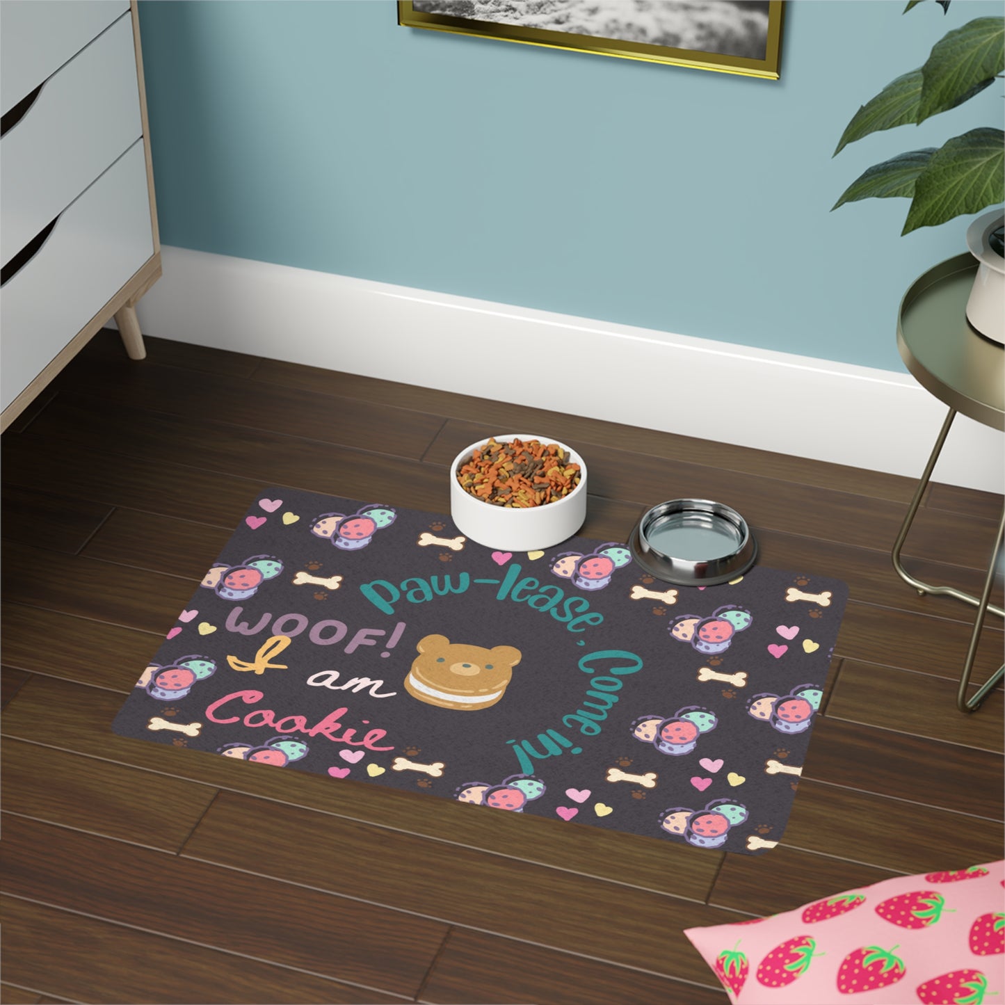 Cute Pet Food Mat with Personalized Design, Dog Feeding Station, Cat Dish Mat, Paw Print Home Decor, Pet Lovers Gift