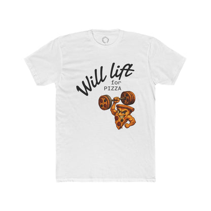 Funny Pizza Workout Tee - Will Lift for Pizza, Fitness Gift, Gym Top, Unisex Cotton T-Shirt, Foodie Apparel