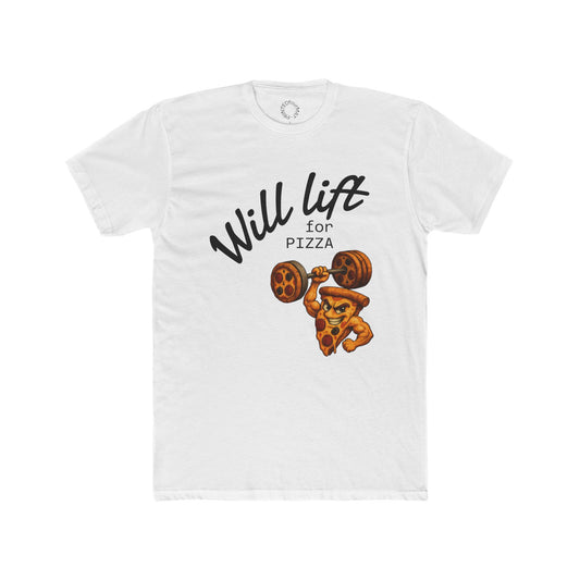 Funny Pizza Workout Tee - Will Lift for Pizza, Fitness Gift, Gym Top, Unisex Cotton T-Shirt, Foodie Apparel