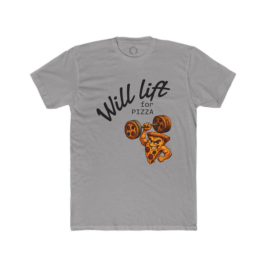 Funny Pizza Workout Tee - Will Lift for Pizza, Fitness Gift, Gym Top, Unisex Cotton T-Shirt, Foodie Apparel